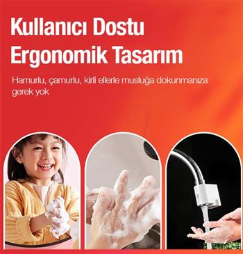 Polham Şarjlı Tam Otomatik Akıllı Sensörlü Musluk Başlığı Su Tasarruflu Musluk Başlığı Hareket Algılamalı