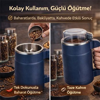 Polham Süper Güçlü Motor 500 ml Paslanmaz Çelik 8 Bıçaklı Kompakt Baharat, Bakliyat ve Kahve Öğütücü
