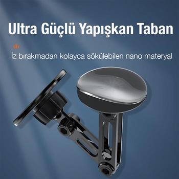 Polham Süper Manyetik Pro Magsafeli Manyetik Araç İçi Telefon Tutucu, Nano Yapışkanlı Torpido Üstü Telefon Tutucu