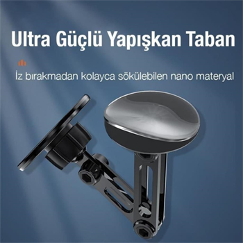 Polham Süper Manyetik Pro Magsafeli Manyetik Araç İçi Telefon Tutucu, Nano Yapışkanlı Torpido Üstü Telefon Tutucu