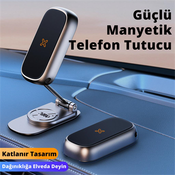 Polham Süper Mıknatıslı Araç İçi Telefon Tutucu, Mutfak Duvarı, Masa Üstü Telefon Tutucu Döner Başlıklı