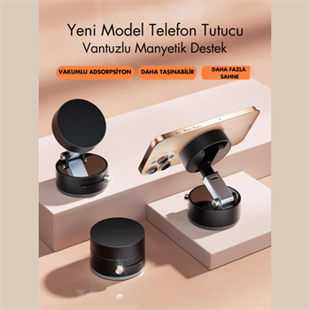 Polham Süper Vantuzlu Tüm Yüzeylere Uyumlu Telefon Tutucu, Araç İçi, Masaüstü, Dolap, Ayna İçin Telefon Tutucu