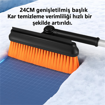 Polham Teleskopik Kar Süpürgesi ve Buz Kazıyıcı | Yüzey Çizmez Fırça | Araç Camı & Kaput Temizleme Aparatı