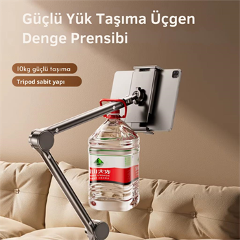 Polham Teleskopik Masaüstü ve Yatak Bazası için Telefon ve Tablet Tutucu Stand, Yükseklik ve Açı Ayarlı Tablet Tutucu