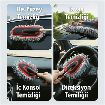 Polham Teleskopik Saplı 2 Adet Temizlik Fırça Seti – İz Bırakmaz, Çizmez Toz Alma – Mikrofiber Temizlik Fırçası