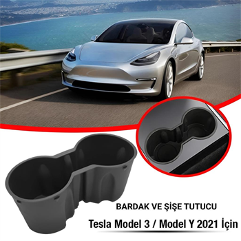 Polham Tesla Model 3 ve Model Y ile Uyumlu Bardak ve Şişe Tutucu, Temizlenebilir Çıkabilen Silikon Bardak Tutucu