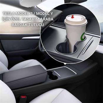Polham Tesla Model 3 ve Model Y ile Uyumlu Bardak ve Şişe Tutucu, Temizlenebilir Çıkabilen Silikon Bardak Tutucu