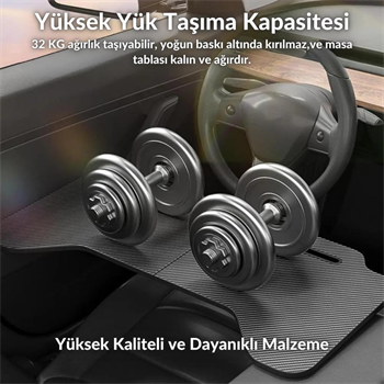 Polham Tesla Model 3 ve Model Y İle Uyumlu Araç İçi Çalışma Masası, Bardaklı, Telefon Standlı Tepsi