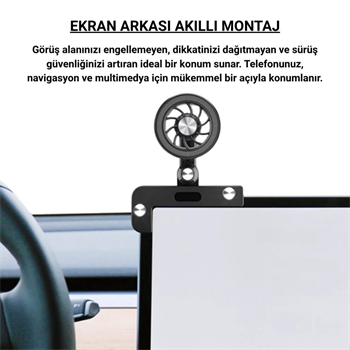 Polham Tesla Model Y, Model S, Model X, Model 3 Ekranı İle Uyumlu Manyetik Telefon Tutucu, Titremez Sarsılmaz
