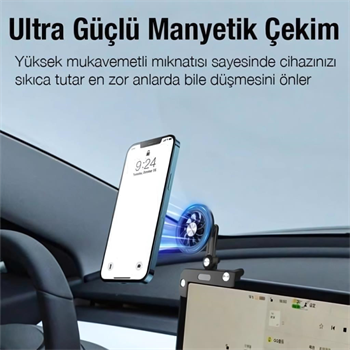 Polham Tesla Model Y, Model S, Model X, Model 3 Ekranı İle Uyumlu Manyetik Telefon Tutucu, Titremez Sarsılmaz