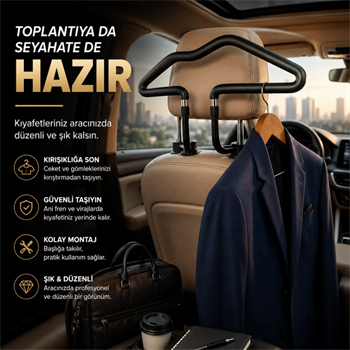 Polham Tüm Araçlara Uyumlu Araç Koltuk Başlığı Elbise Askısı – Ceket, Gömlek ve Takım Elbise İçin Pratik Oto Askısı