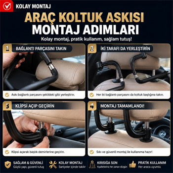 Polham Tüm Araçlara Uyumlu Araç Koltuk Başlığı Elbise Askısı – Ceket, Gömlek ve Takım Elbise İçin Pratik Oto Askısı