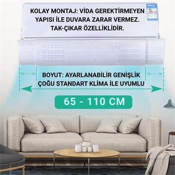 Polham Tüm Duvar Tipi Klimalara Uyumlu Hava Yönlendirme Aparatı, Yön Ayarlı Delikli Klima Siperik