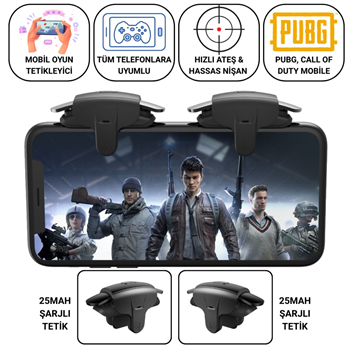 Polham Tüm Telefonlara Uygun PUBG ve Call of Duty Uyumlu Şarjlı Oyun Tetiği | Hızlı Ateş ve Hassas Nişan