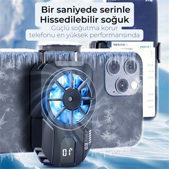 Polham Tüm Telefonlara Uyumlu 7000RPM Buz Tipi Soğutucu | Buz Mavisi LED Işık | Oyuncular İçin Özel Tasarım