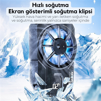 Polham Tüm Telefonlara Uyumlu 7000RPM Buz Tipi Soğutucu | Buz Mavisi LED Işık | Oyuncular İçin Özel Tasarım