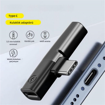 Polham Type C to 1X Type C ve 1x 3.5mm Aux Girişli Şarj ve Kulaklık Çoğaltıcı Adaptörü, 30W Şarj Destekli Çoğaltıcı