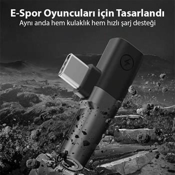Polham Type C to 1X Type C ve 1x 3.5mm Aux Girişli Şarj ve Kulaklık Çoğaltıcı Adaptörü, 30W Şarj Destekli Çoğaltıcı