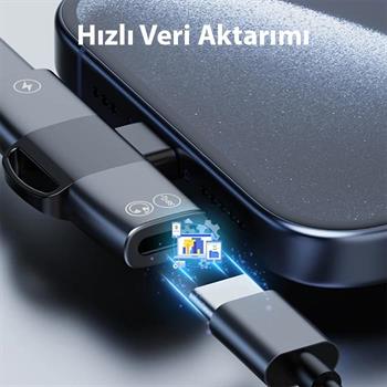 Polham Type C to 2x Type C Girişli Şarj ve Kulaklık Çoğaltıcı Adaptörü, 30W Şarj Destekli Çoğaltıcı