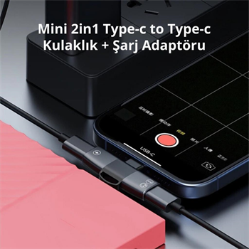 Polham Type C to 2x Type C Girişli Şarj ve Kulaklık Çoğaltıcı Adaptörü, 30W Şarj Destekli Çoğaltıcı