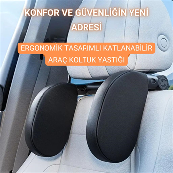 Polham Ultra Konforlu Araç İçi Ön ve Arka Koltuklara Uyumlu Yastık, Ergonumik Katlanabilir Araç Koltuk Yastığı