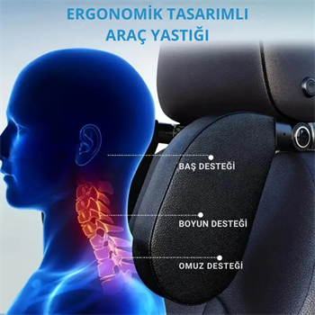 Polham Ultra Konforlu Araç İçi Ön ve Arka Koltuklara Uyumlu Yastık, Ergonumik Katlanabilir Araç Koltuk Yastığı