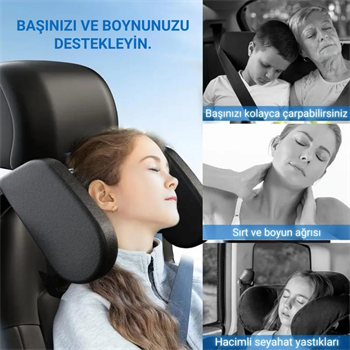 Polham Ultra Konforlu Araç İçi Ön ve Arka Koltuklara Uyumlu Yastık, Ergonumik Katlanabilir Araç Koltuk Yastığı