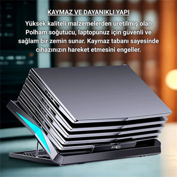 Polham Ultra Sessiz 6 Fanlı Gaming Laptop Soğutucu, Süper Soğutucu Led Işıklı Dayanıklı Laptop Standı