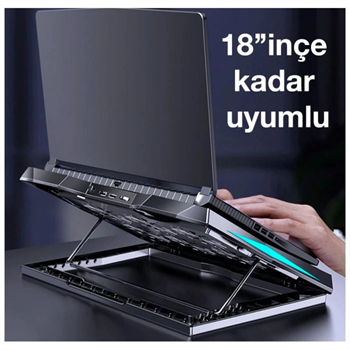 Polham Ultra Sessiz 6 Fanlı Gaming Laptop Soğutucu, Süper Soğutucu Led Işıklı Dayanıklı Laptop Standı