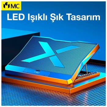 Polham Ultra Sessiz 6 Fanlı Laptop Soğutucu Stand, Led Işıklı Gaming Laptop Soğutucu 6 Kademeli