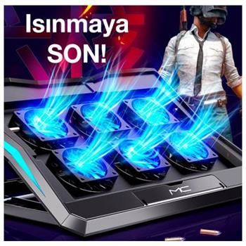 Polham Ultra Sessiz 6 Fanlı Laptop Soğutucu Stand, Led Işıklı Gaming Laptop Soğutucu 6 Kademeli