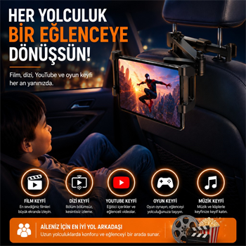 Polham Universal Araç Arka Koltuk Telefon ve Tablet Tutucu | 360° Dönebilen Telefon Standı Katlanabilir