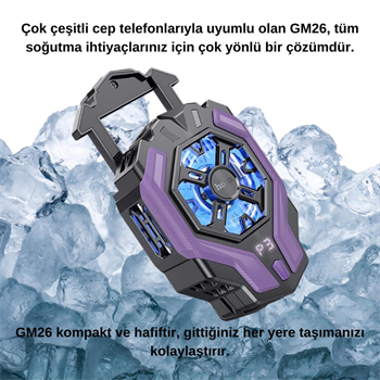 Polham Universal Işıklı Radyatörlü SüperCool Oyuncular için Telefon Soğutma Fanı, Kompakt Soğutucu