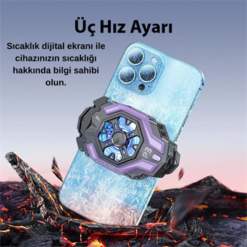 Polham Universal Işıklı Radyatörlü SüperCool Oyuncular için Telefon Soğutma Fanı, Kompakt Soğutucu
