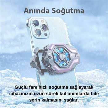 Polham Universal Işıklı Radyatörlü SüperCool Oyuncular için Telefon Soğutma Fanı, Kompakt Soğutucu