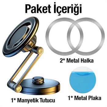 Polham Universal Torpido Üstü Araç Içi Mıknatıslı Telefon Tutucu, Süper 4x Mıknatıslı Titremez, Sarsılmaz