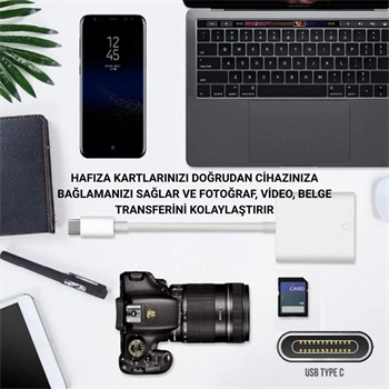 Polham USB-C To SD / Hafıza Kart Okuyucu | Tak & Çalıştır Kamera Kart Dönüştürücü, Telefon, Tablet PC Uyumlu
