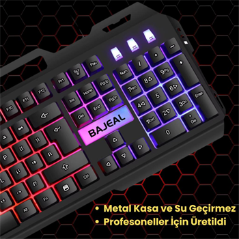 Polham USB Kablolu RGB LED Aydınlatmalı Gaming Mekanik Klavye, Metal Su Geçirmez Oyuncu Klavyesi