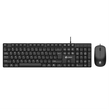 Polham USB Kablolu Sessiz Ofis Ev Tipi Klavye Mouse Seti, Bilek Destekli, Tak Çalıştır Klavye Mouse