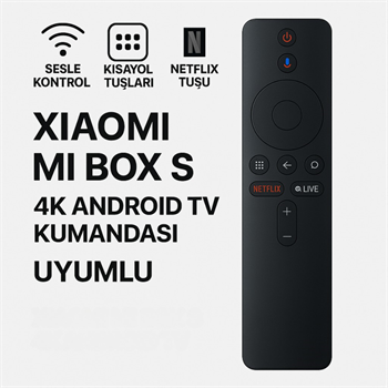 Polham Xiaomi Mi Box S 4K Android TV Uyumlu Bluetooth Kumanda, Netflix Tuşlu Mi Box S 4K Kumanda