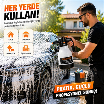 Polham Yeni Nesil 2 Litre Şarjlı Otomatik Basınçlı Araç Yıkama Köpük Püskürtücü, Araç, Jant, Bahçe Yıkama Pompası