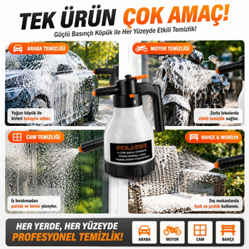 Polham Yeni Nesil 2 Litre Şarjlı Otomatik Basınçlı Araç Yıkama Köpük Püskürtücü, Araç, Jant, Bahçe Yıkama Pompası