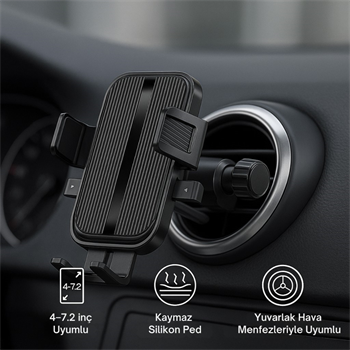 Polham Yuvarlak Havalandırma Uyumlu Araç İçi Telefon Tutucu, Sarsılmaz, Titremez, Mercedes, Audi Uym