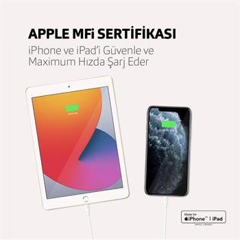Ttec 120CM Ultra Hızlı Apple MFİ Sertifikalı İphone Lightning Şarj ve Data Kablosu, Akım ve Isı Korumalı Kablo