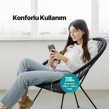 Ttec 2Metre 65W Süper Hızlı PD/QC Type C to Type C Şarj ve Data Kablosu, 480Mbps Hızlı Veri Aktarımlı Kablo