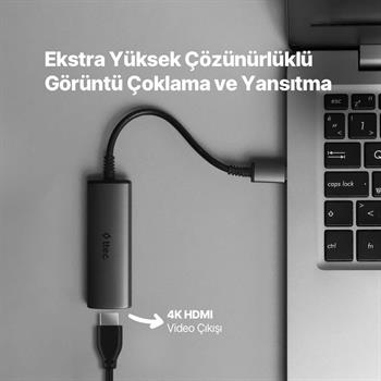 Ttec 4in1 100W Type C Çoğaltıcı Çevirici HUB, 2x USB, 1x PD Type C ve 1x 4K HDMİ Girişli Çoğaltıcı Adaptör