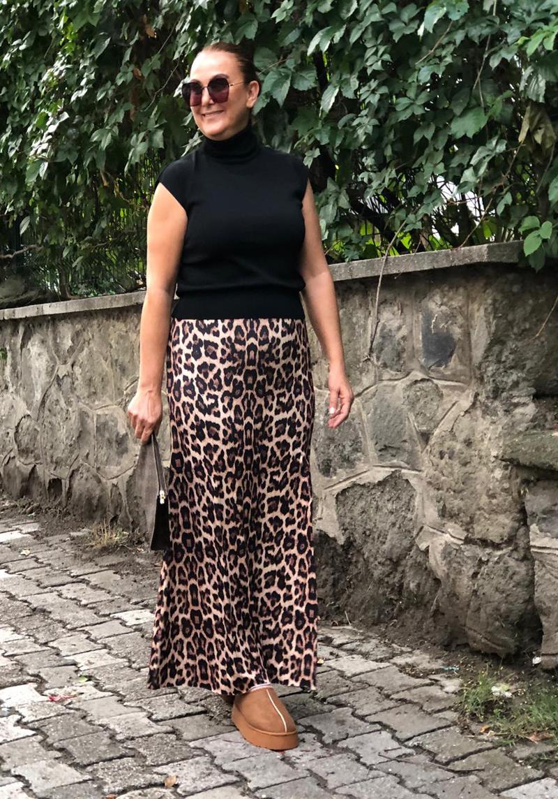 Midi Boy Leopar Çan Etek