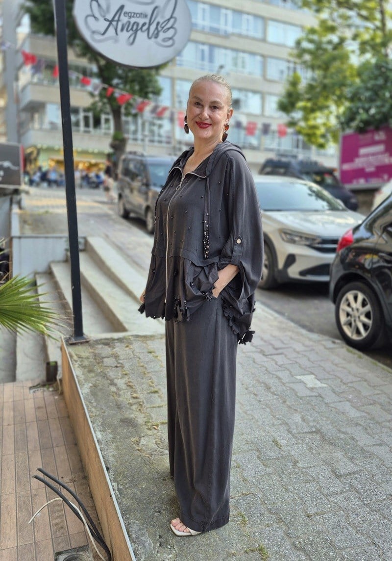 Tasarım Tensel Kot Takim Kahve