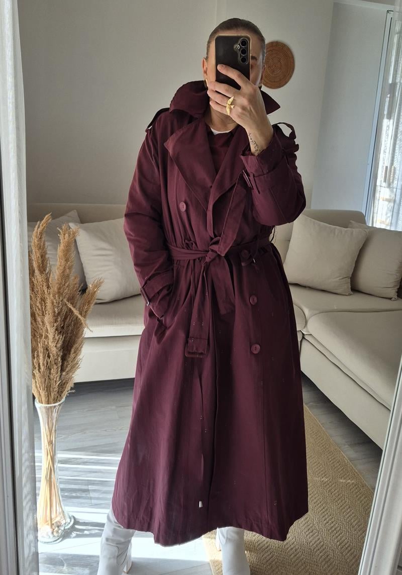 Tasarım Trençkot Bordo