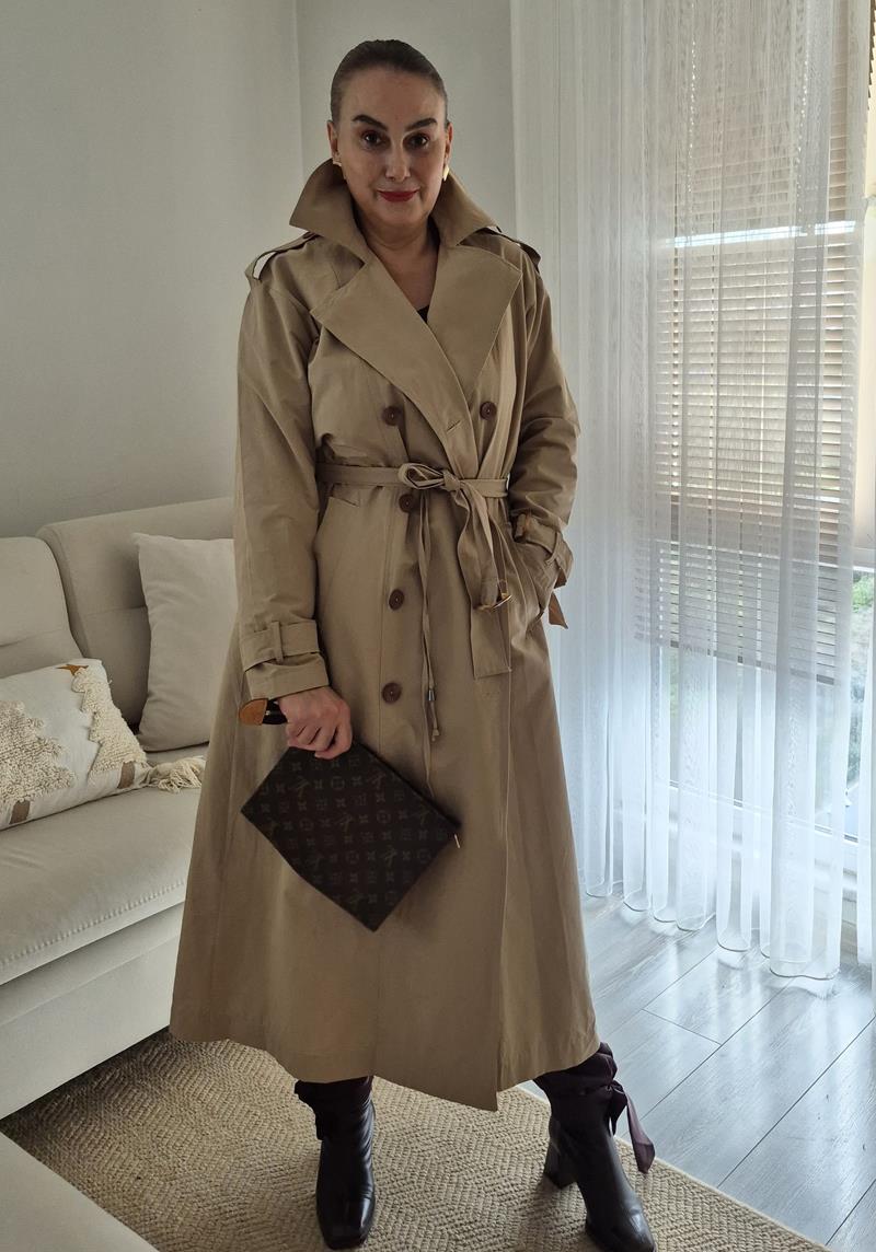 Tasarım Trençkot Krem